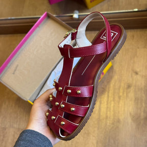 Sandália Moleca Rasteira Pedrinhas Douradas