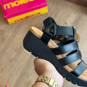 Sandália Moleca FlatForm Tiras Grossas