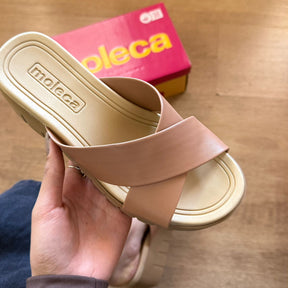 Sandália Moleca Tamanco Tiras Cruzadas