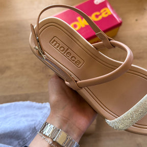 Sandália Moleca Plataforma Tira em Strass