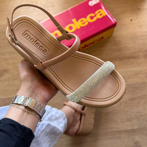 Sandália Moleca Plataforma Tira em Strass