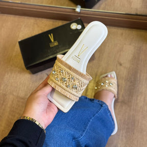 Sandália Vizzano Rasteira Detalhe Natural