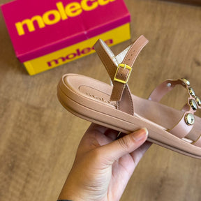 Sandália Moleca Rasteira Pedrarias Douradas